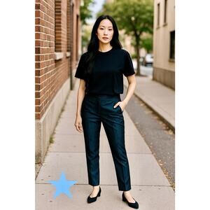 ELIE TAHARI Womens Stargazer Blue Metallic Evening Pants Ankle Crop size 6 M